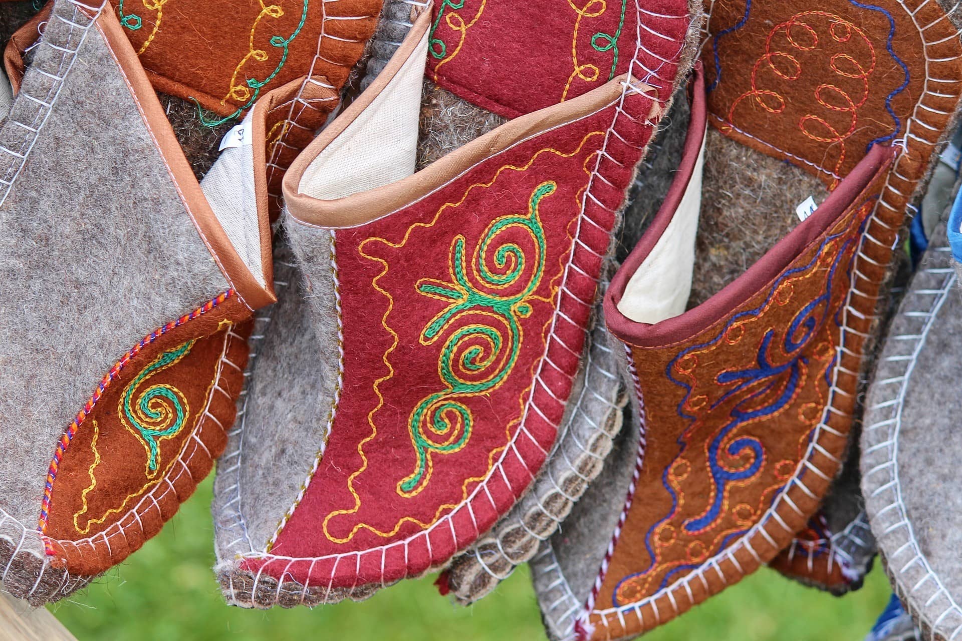 Buryat felt traditional sandals with traditional ornament