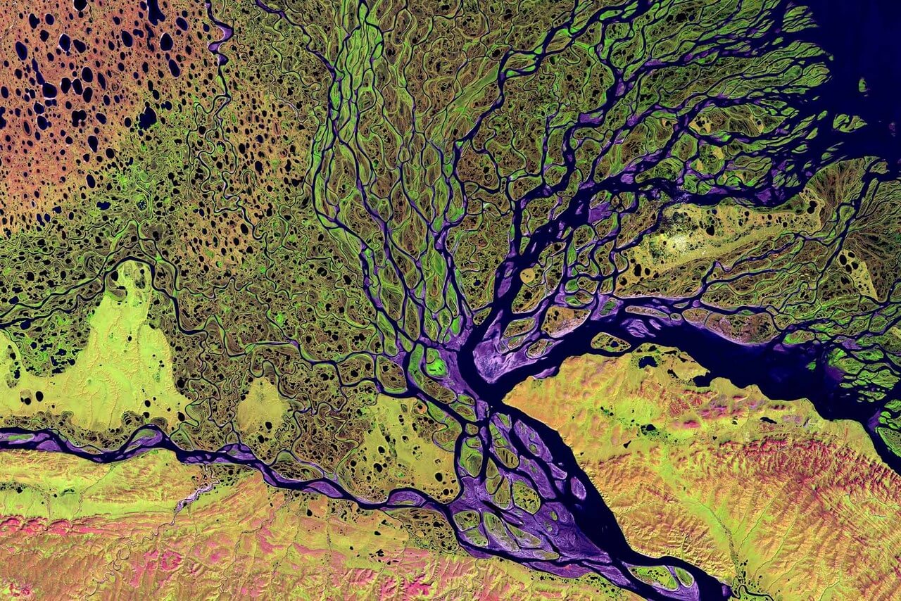 A view of the river Lena Delta from the space