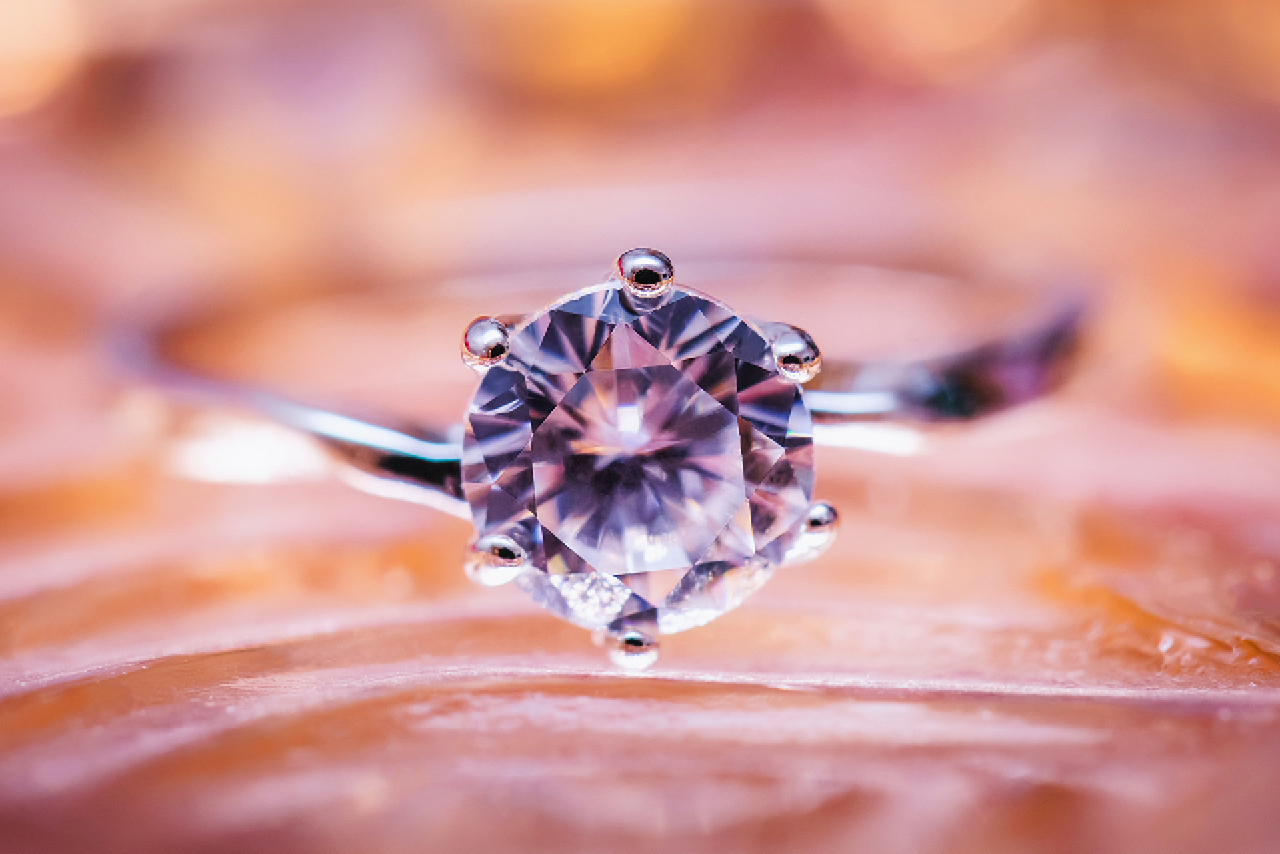 A ring with a diamond