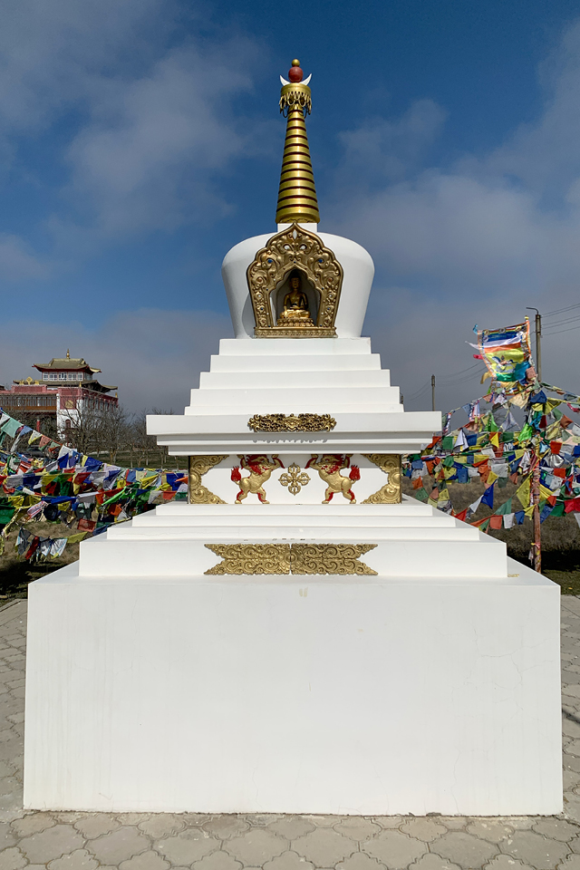 A sacred Buddhist stupa. Golden Buddha