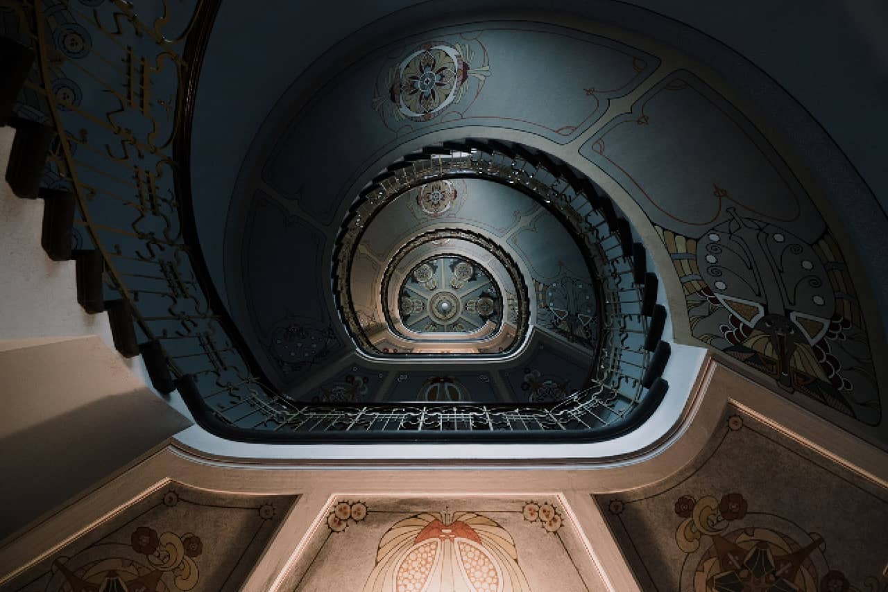 A staircase in Art Nouveau building