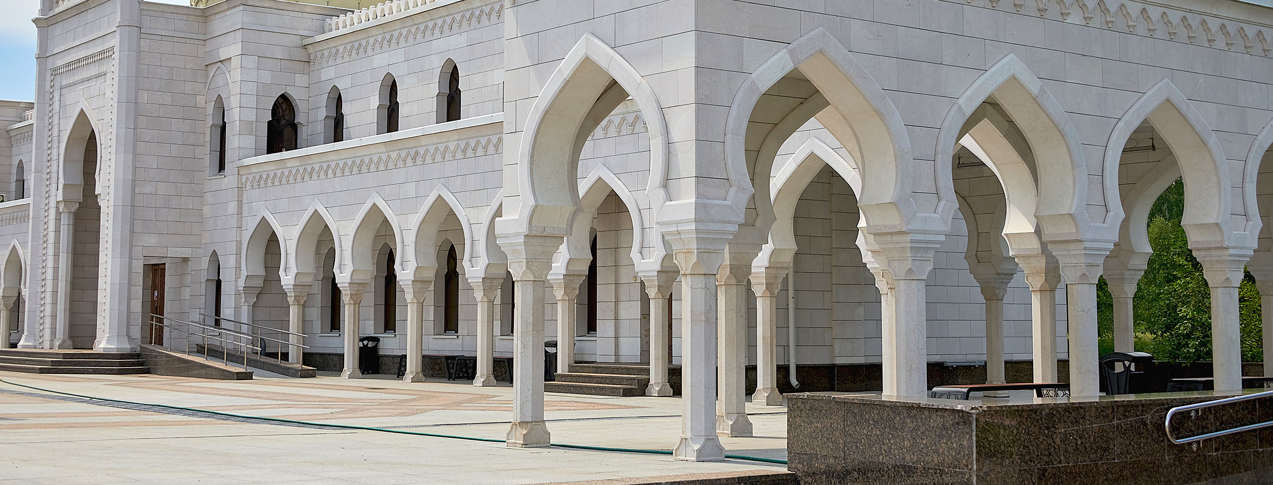 Beautiful white mosque in Bulgars. Republic of Tatarstan, Russia. Islam, religion and architecture.